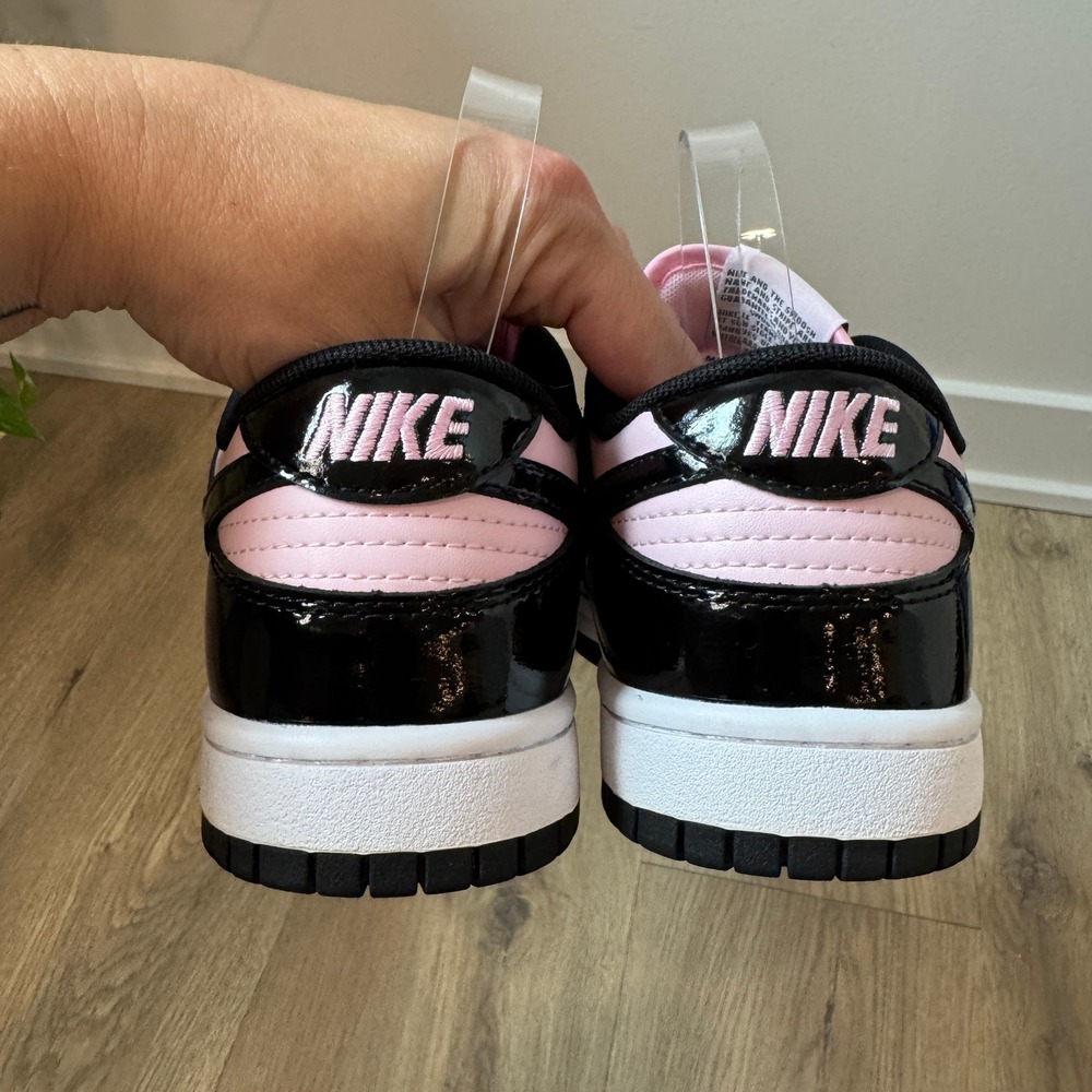Nike Dunk Low Pink Black Patent Leather Sneakers DJ9955-600 Womens Shoes Size 7 - Picture 6 of 9
